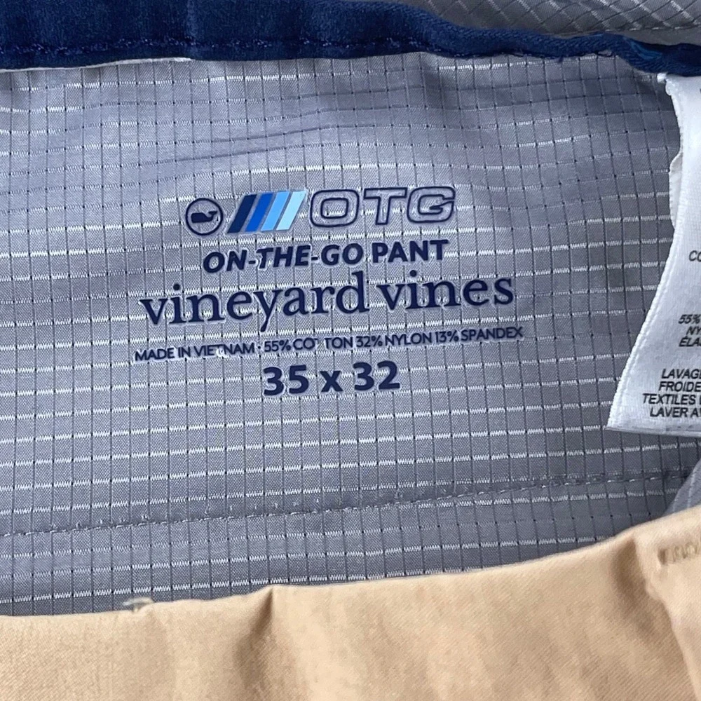 Vineyard Vines On-The-Go Pant Mens 35x32 Khaki Tan Performance Stretch Chino OTG
